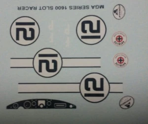 Repro 1/32 Monogram MGA Slot Car Decal Set - Picture 1 of 2