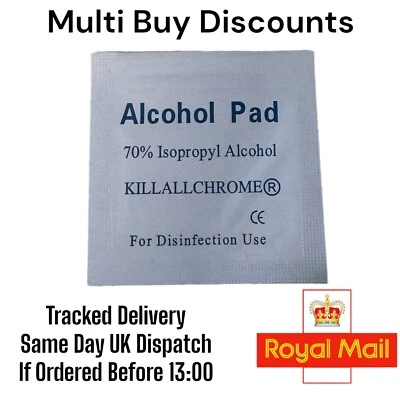 100 X Alcohol Wipes Universal Alcotip Pre Injection Swabs IPA 75% Isopropyll UK - Image 1 of 4