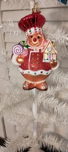 KURT ADLER-6" GLASS BELLISSIMO GINGERBREAD MAN ORNAMENT-NEW IN BOX - Picture 1 of 5