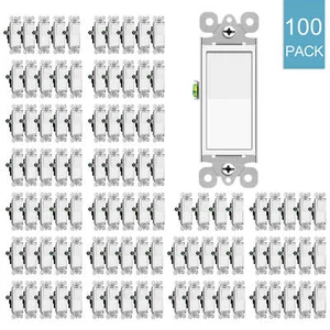 Wall Rocker Paddle Light Switch White Single Pole Decorator On/Off 15Amp 100Pack - Picture 1 of 12