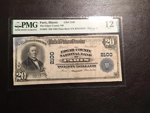 20.00 1902 National Bank Note Paris Illinois PMG 12 Fine Corner added - Picture 1 of 6