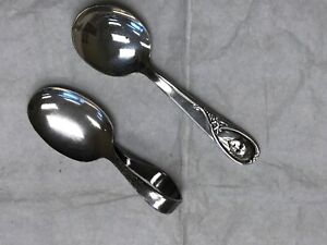 2 Vintage Baby Spoons- Gerber by Winthrop and Oneida with Curved Handle
