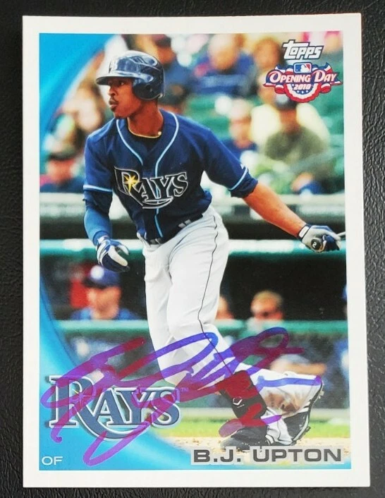B.J. UPTON 2010 Topps Opening Day Signed Card Authentic AUTO Rays  - Image 1 of 1