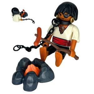Playmobil figura pirata blanco/rojo hoguera cadena salchicha isla barco - Imagen 1 de 1
