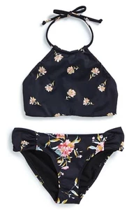 Billabong L137745 Girls Black Via Rosa Two-Piece Halter Swimsuit Size 12 - Picture 1 of 3