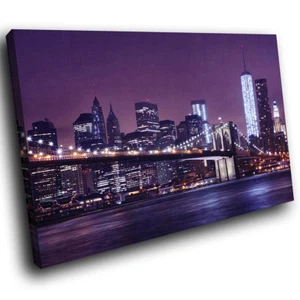 SC513 Lila New York City Skyline Landschaft Leinwand Wandkunst Großbilddruck - Bild 1 von 6