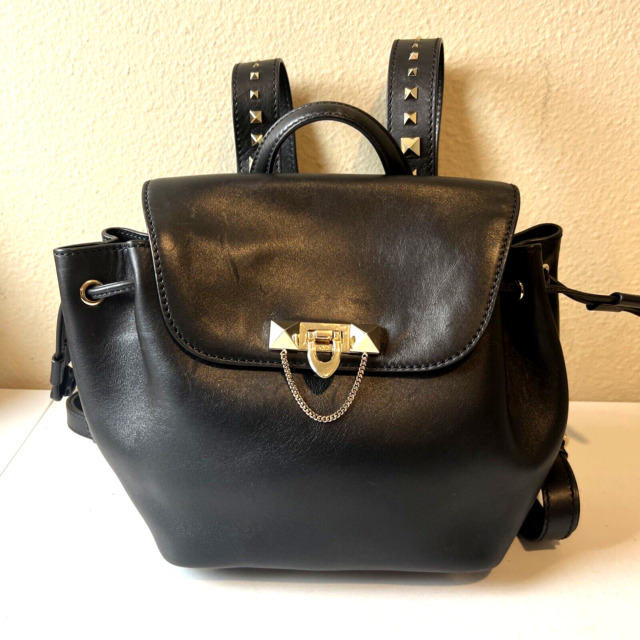 New Auth Valentino Garavani Studded Leather Black Bag Backpack Unisex $2375