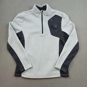 Spyder Bandit 1/4 Zip Fleece Jacket Coat Mens M Gray Black Mid Layer Thermal - Picture 1 of 7