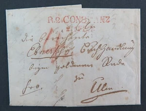 Deutsch-Französisch Vorphila Baden 1801 - Constanz nach Ulm 1818 Rayon Stempel Cover - Bild 1 von 7