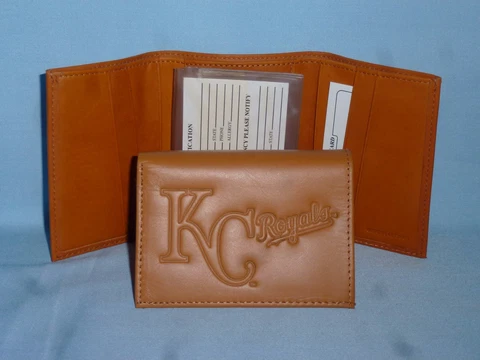 KANSAS CITY ROYALS   Leather TriFold Wallet   NEW!   tan  bb Cover