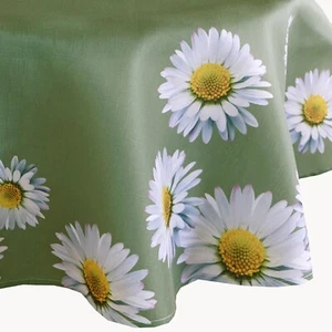 Tischdecke Blüten Gänseblümchen Textildruck grün oliv rund D 150cm - Bild 1 von 1