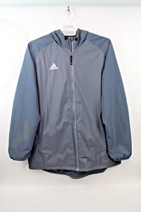 Adidas Mens XL Windbreaker Jacket Gray Blue Lightweight Coat Hooded - Picture 1 of 8