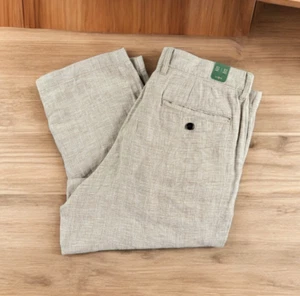 Pantaloni di lino J.Crew Rearsman 32x32 classici a quadri Old Money nuovi con etichette spiaggia - Foto 1 di 18