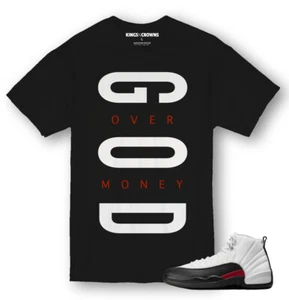 Kings N Crowns T-Shirt für Jordan 12 Taxi Flip Sneaker. Gott über Geld - Bild 1 von 1