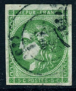 FRANKREICH 1870 Ceres 5c. Grün auf hellgrünem Papier ungezähnt SG 157 sehr guter Zustand - Bild 1 von 2