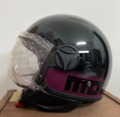 CASCO MOMO DESIGN FGTR CLASSIC STRIPES 2024 e2206 NERO LUCIDO BLACK / FUCSIA M - Immagine 1 di 3