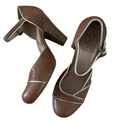 Miz Mooz Nicolina Block Heels Ankle Strap 8.5/39 Retro Comfort Leather Heels - Image 1 of 4