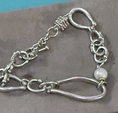 Michael Dawkins Sterling Silver And Pearl Bracelet 7.5 Inches - Image 1 of 4
