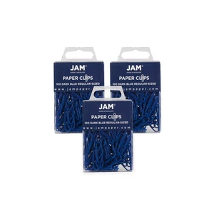 JAM Paper Colored Standard Paper Clips Small 1 Inch Dark Blue Paperclips - Picture 1 of 3