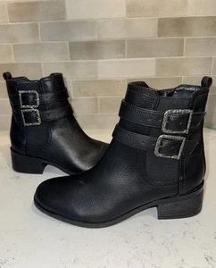 Kenneth Cole Damengröße 6 schwarz Salz Biker Schmuck Chelsea Stiefelette seitlicher Reißverschluss - Bild 1 von 11