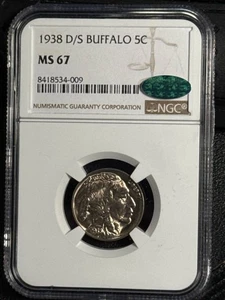 1938 D/S Buffalo Nickel NGC MS-67 CAC - Picture 1 of 3
