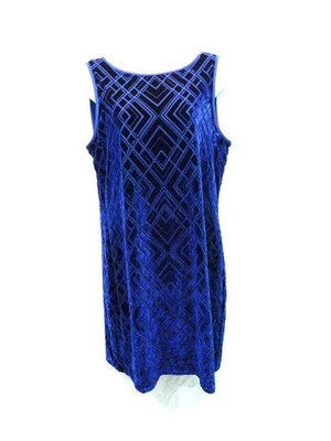 WHMB Size M NWT Dark Blue Velvet Sleeveless Party Dress Art Deco Cocktail Knee - Image 1 of 4