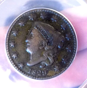LARE CENT 1829 ANACS VF 20 DETAIL HIGH GRADE FULL LIBERTY RARE DATE! - Picture 1 of 7