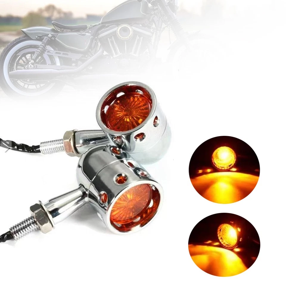 Mini señales de giro universales para motocicleta indicadores luces LED para Harley Choppers Foto 1 de 4