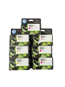 Hp 902XL Ink Cartridges Lot Magenta & Yellow 7 Total New Sealed - Afbeelding 1 van 2