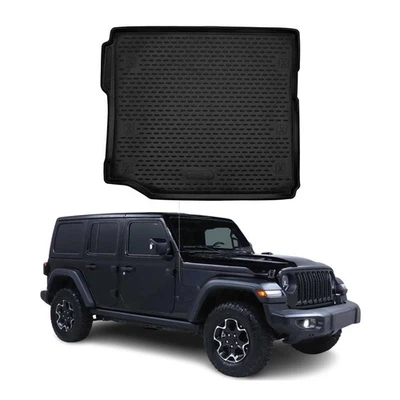 OMAC Cargo Mats Liner for Jeep Wrangler 2018-2025 Waterproof TPE Black - Image 1 of 4