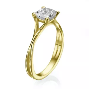 Solitaire 14K Yellow Gold Princess Cut Diamond Engagement Ring 0.30 CT D/SI1 - Picture 1 of 4