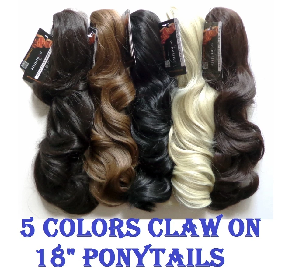 Длинный 18» коготь на хвост 5 цветов свет волнистый Kanekalon волос расширение зажим в - Изображение 1 из 4