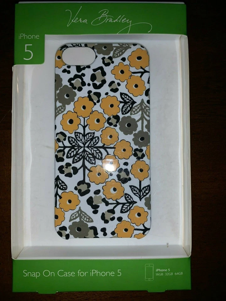 VERA BRADLEY NIB iPhone 5 Slide Frame Case - Yellow & Gray Floral - Go Wild - Image 1 of 1