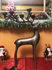 Huge & Heavy Deer Buck Silver Statue Home Decor - Great For Holiday Centerpiece