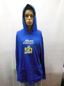 Bud Light Super Bowl 50 Hoodie Sweatshirt Blue XL lightweight - Picture 1 of 6