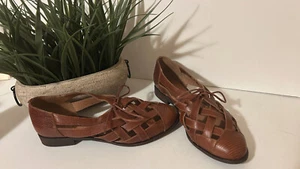Jeffrey Campbell Canela Leather Lace Up Flats Women's 8 BROWN Snakeskin Print - Picture 1 of 17