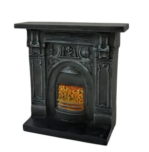 Dolls House Victorian Cast Iron Fireplace Burning Coals 1:12 Resin Furniture - Picture 1 of 8