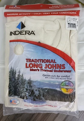 Indera Traditional Long Johns Long Sleeve Shirt Natural Large - Image 1 of 2