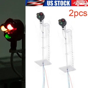 2PCS HO Scale Model Tri-lights 3 Colors Block Type G Signal Metal 1 Target US - Picture 1 of 8