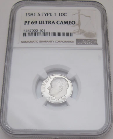1981-S Type 1 ROOSEVELT DIME NGC PF69 ULTRA CAMEO - Perfect GEM Proof - New Slab Cover