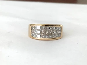 Princess Cut Natural Diamond Ring in 14k Yellow Gold Size 8.25 - Picture 1 of 11