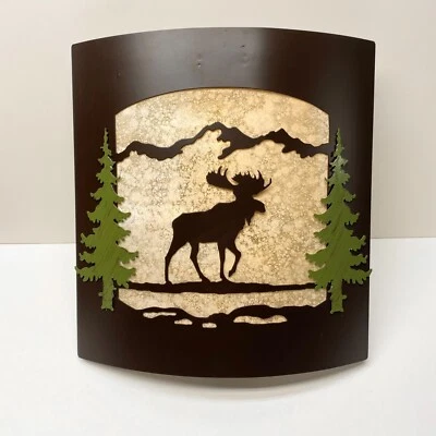 Aplique de pared de alce rústico - vidrio ámbar esmerilado y luz de metal bronce bruñido Foto 1 de 2