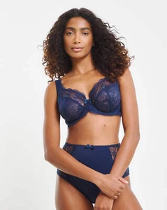 Pretty Secrets Ella Lace Full Cup Wired Bra Blue 38F RRP £16 - Picture 1 of 2