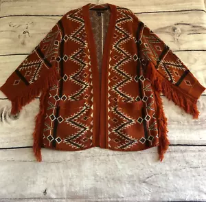 Cardigan Shyanne Country M aperto spolverino Dolman frange sud-ovest boho azteco - Foto 1 di 10