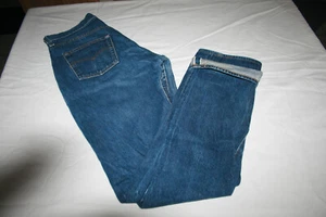 VTG Levis Actual 31x33 Tag 35x38 Selvedge Redline USA Button Fly Dark 3501 0117 - Picture 1 of 12