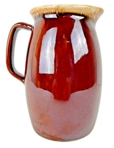 HULL 7" 1 Quart 32 Ounce Pitcher Oven Proof Brown Drip Glaze USA - Picture 1 of 6