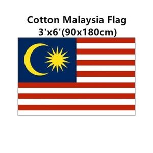FLAG/BENDERA MALAYSIA KAIN/MATERIAL COTTON 3'X6'/90CM X 180CM