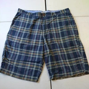 Pantalones Cortos J Crew Bermudas Hombres W36 L10.5 Azul Algodón a Cuadros Preppy Playa Viaje - Imagen 1 de 13
