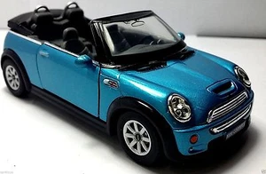 New 5" Kinsmart Mini Cooper S Convertible Diecast Model Toy Car 1:28 Blue  - Picture 1 of 1
