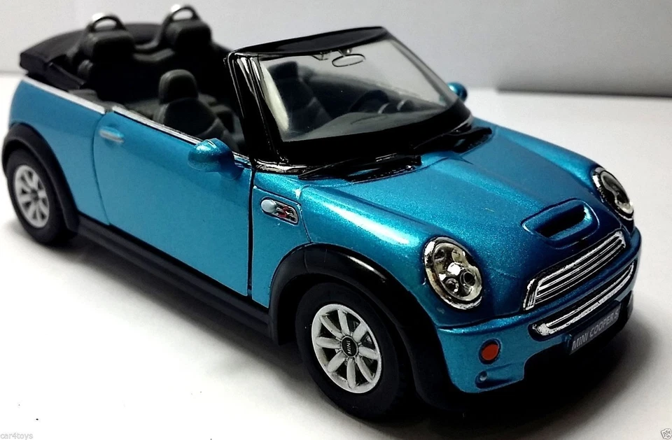 New 5" Kinsmart Mini Cooper S Convertible Diecast Model Toy Car 1:28 Blue  - Image 1 of 1